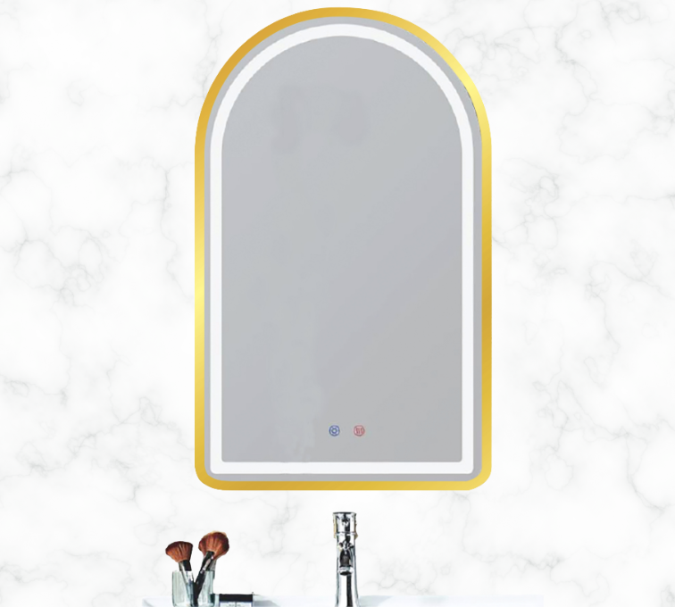 Gương LED khung Aluminum viền vàng AMDP 343